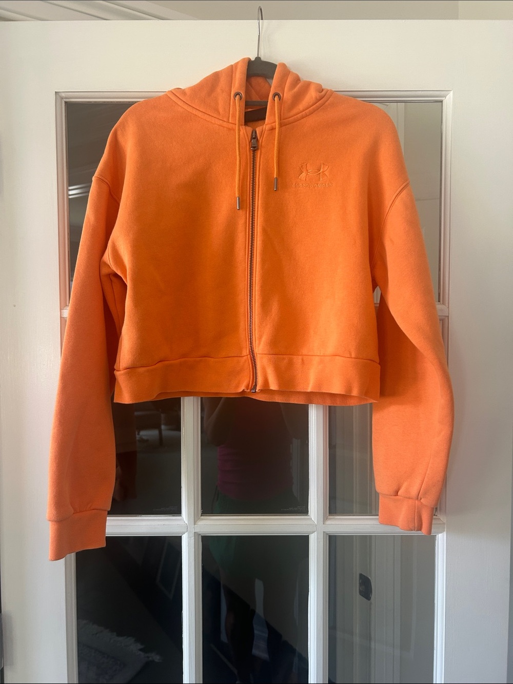 Under Armour Orange Cropped Hooded Zip Sweatshirt